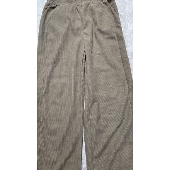 Halara Tan Wide Leg Corduroy Pull On Lined Pants Size Medium 28x26 Petite - Picture 4 of 15